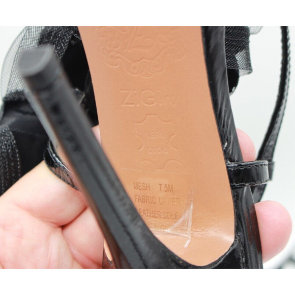 ZigiNY Zigi NY Black Satin Chiffon Ruffle Wedding Prom Sandal Heels Size 7.5 - Picture 7 of 8